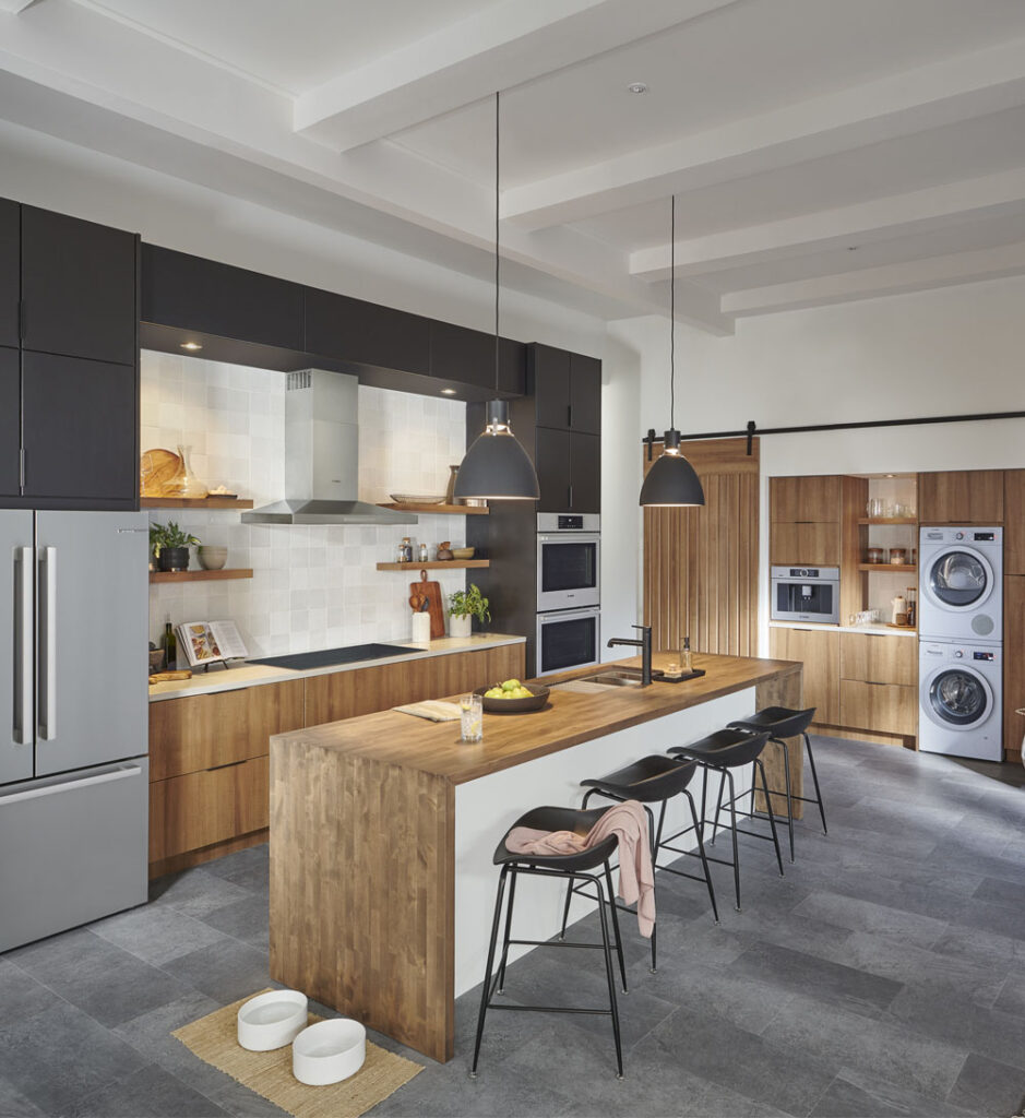 kitchen interior with wooden elements